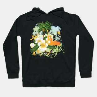 Tropical background with palm and guitar Hoodie